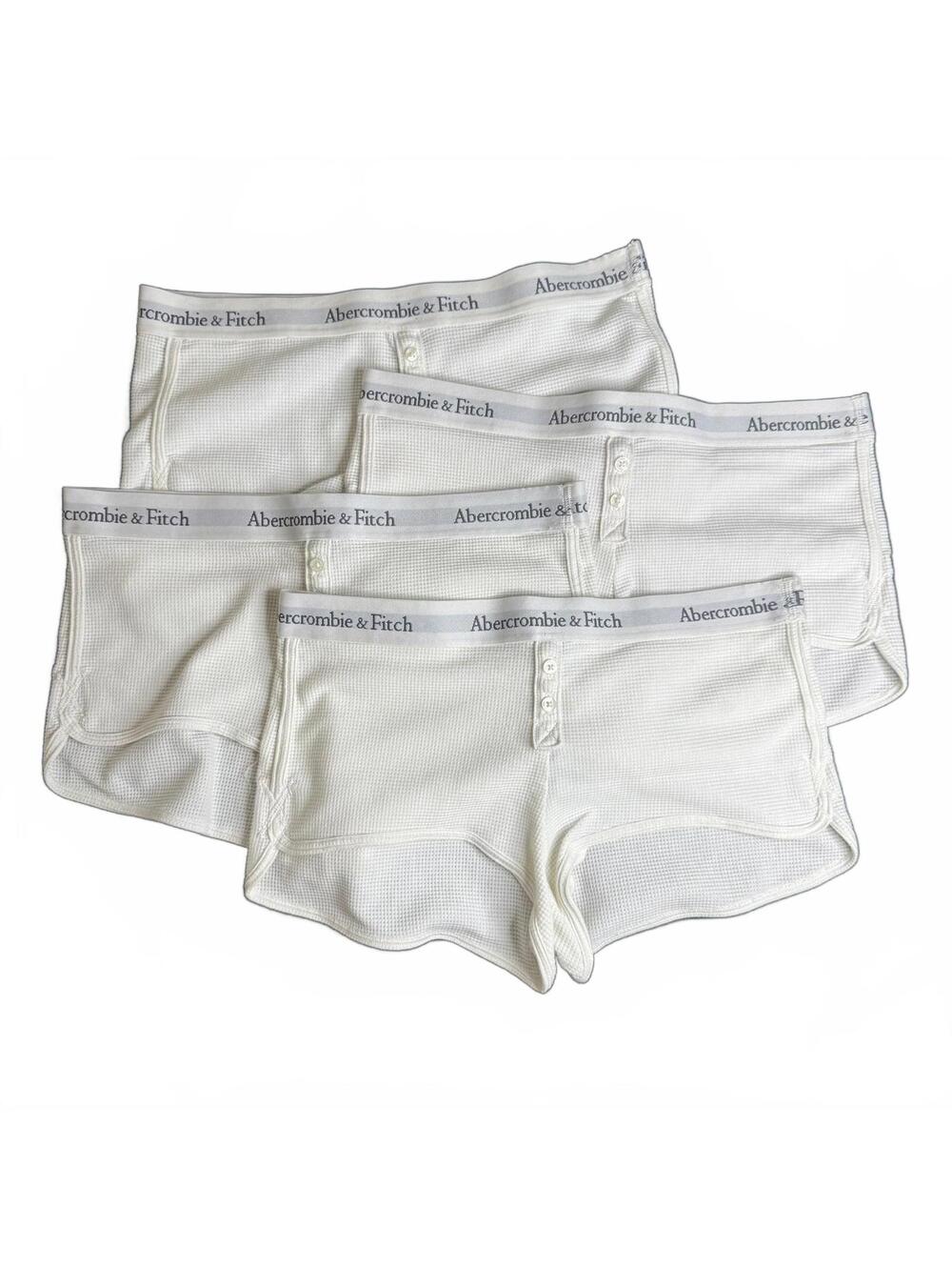 NWOT Abercrombie & Fitch Women's White Waffle Knit Boy Shorts (4 Pack)
